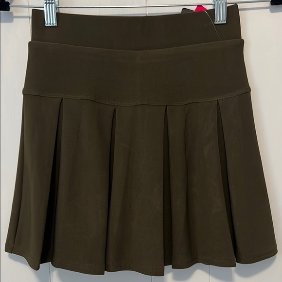 chic Dresses & Skirts - Chic Olive Green Mini Skater Skirt with Pleats